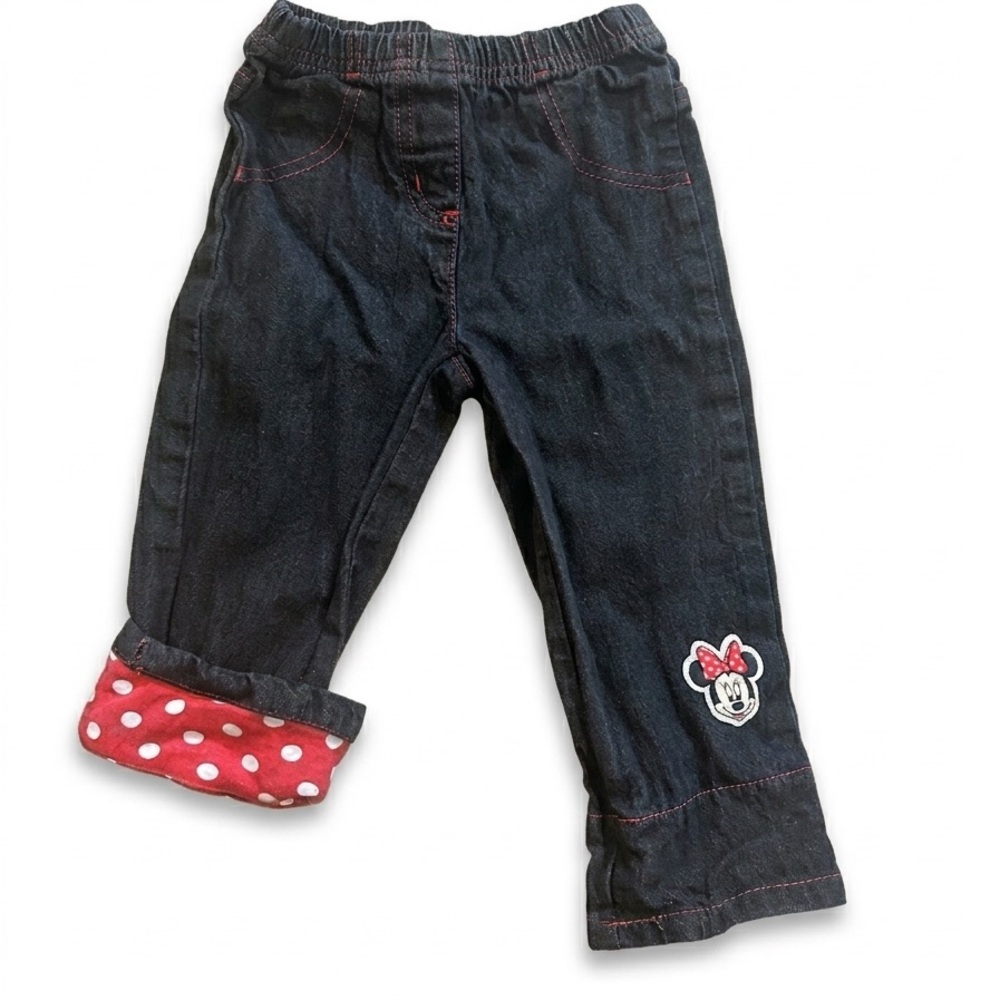 EUC Disney Minnie Mouse Baby Dark Wash Cotton Denim Jeans Size 12-18 Months